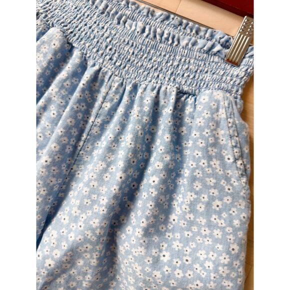 American Eagle Outfitters Wide Leg Cropped Pants Blue Floral Print Size XS - Picture 2 of 10